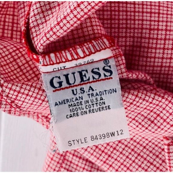 Guess Jeans USA Mens Size Small Red Plaid Button-Down Shirt long Sleeves - Picture 3 of 5
